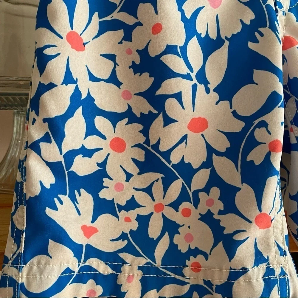 Crewcuts Blue White Pink Floral Print Swim Trunks Shorts 6